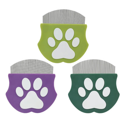 Pet Grooming Comb - Flea Comb for Cats & Dogs, Curved Design for Face & Body, Mini Detangling Brush for Pets