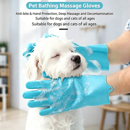 Pet Bath Glove Soft TPR Massage Grooming Mitt Dog Cat Shower Brush Hair Remover Cleaning Glove