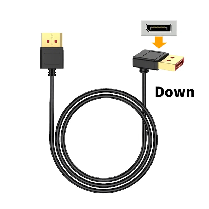DisplayPort 1.4 Cable 8K@60Hz 4K@240Hz Display Port Cable 90 Degree DP Cord Compatible FreeSync G-Sync HDR for PC Gaming Monitor