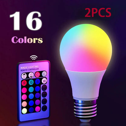 RGB-LED-Lampe mit 16 Farben, E27-Fassung, 220 V, dimmbar, mit 24-Tasten-Fernbedienung, smarte Stimmungsleuchte 