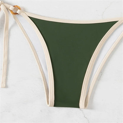 Micro Green Bikinis Halter String Border Y2K Swimsuit Push Up Backless Biquini Vacation Swimwear Women Beach Outfit Bathing Suit