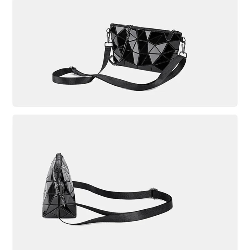 Women Chain Shoulder Bag for Women 2024 Luminous Geometric Messenger Bags Plain Folding Crossbody Bags Clutch Evening Bag Bolso
