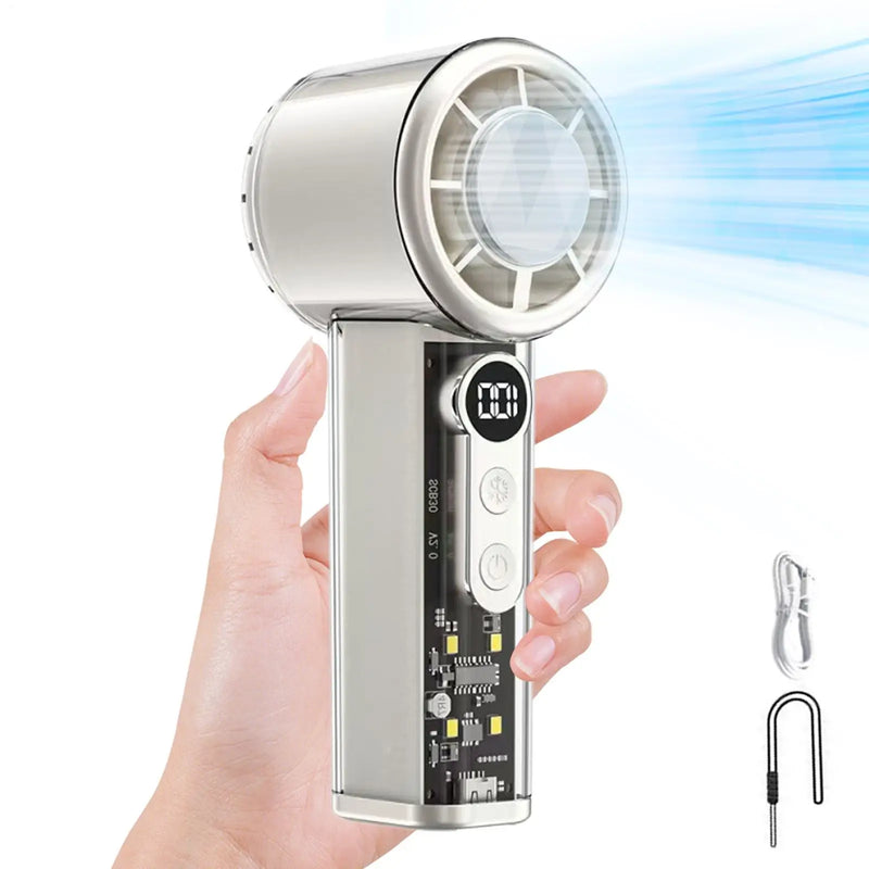 Portable Handheld Fan 5000mAh USB Rechargeable With Lanyard 100 Speeds Handheld Mini Fan For Home Travel Dormitory Picnic