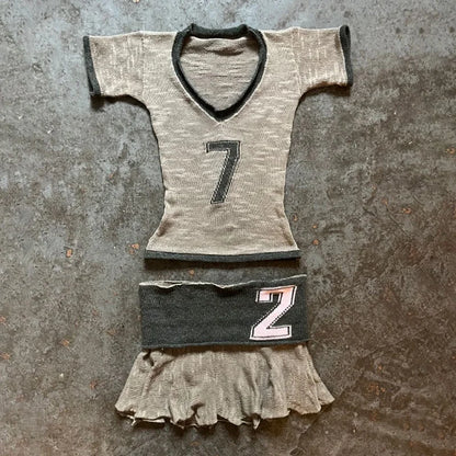 Y2K Knitted Skirt Punk Harajuku Letter Print Casual Knitt Pleated skirt Streetwear Rock Goth Mini Skirt Retro Half length skirt