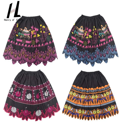 New Tropical Hawaiian Island Flower Pattern Skirt High Waist Printed Skirts Women's Clothing