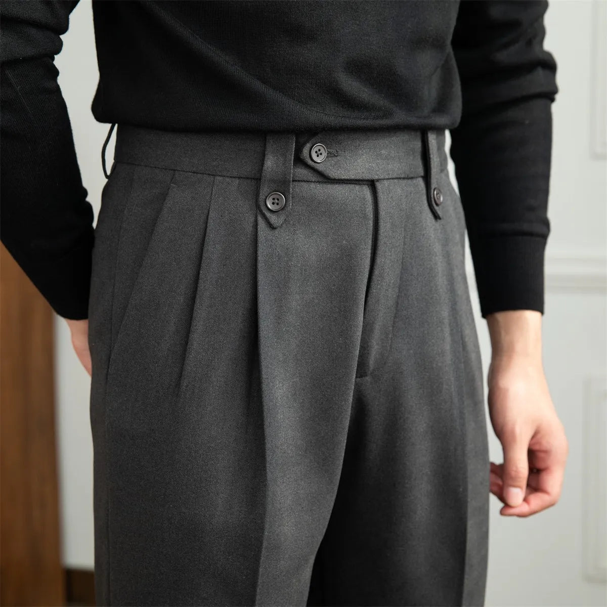Autumn and Winter British Thick Casual Pants Commuter Straight High Waist Pants Japanese All-match Warm Pants for Men