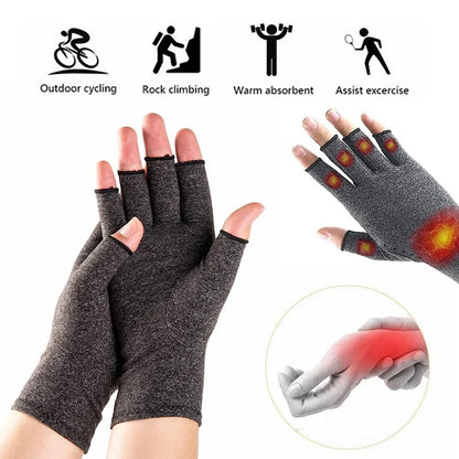GOMOREON 1 paire de gants pour l'arthrite (femme/homme), syndrome du canal carpien, rhumatismes, tendinites, gants de compression sans doigts pour la main et le pouce