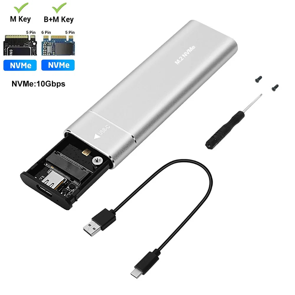 M2 SSD Case Dual Protocol M.2 NVME SATA External Enclosure M.2 to USB3.1 Type C SSD Adapter for NVME PCIE NGFF SATA SSD Disk Box
