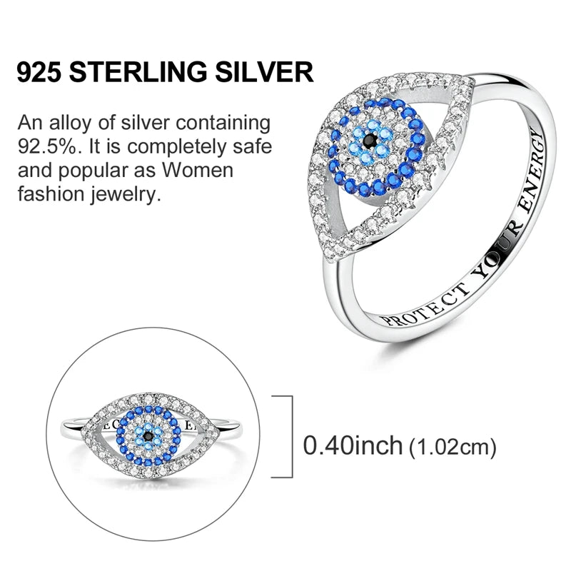 Hot Sale 925 Sterling Silver Ring Eye Plam Frefly Stars Heart Rings For Wedding Women Girls Jewelry Anniversary