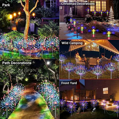 Solar Fireworks Lights ,Outdoor Waterproof Solar Garden Lights ,8 Lighting Modes Solar Lamp for Christmas Wedding Yard Decor