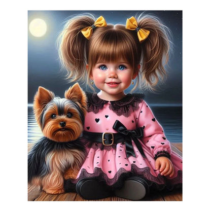 DIY Diamond Painting New 2024 Cross stitch Girl and Dog Mosaic Rhinestone Embroidery Kit Home Wall Decor Gift