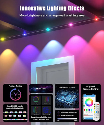 LED-Dauerlichter für den Außenbereich, IP65 wasserdicht, RGBIC-Dachrinnenbeleuchtung mit Fernbedienung für Weihnachten, Neujahr, DIY-Lichterketten für die Dachterrasse – ideal für DIY-Projekte.
