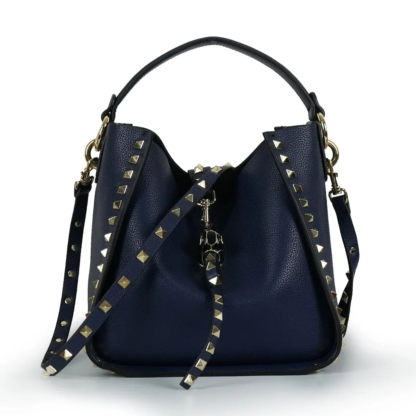 Hot Sale Women's Bucket Bag High Quality Genuine Leather Handbags Ladies Fashion Rivet Shoulder Bag Female Casual Tote 2026