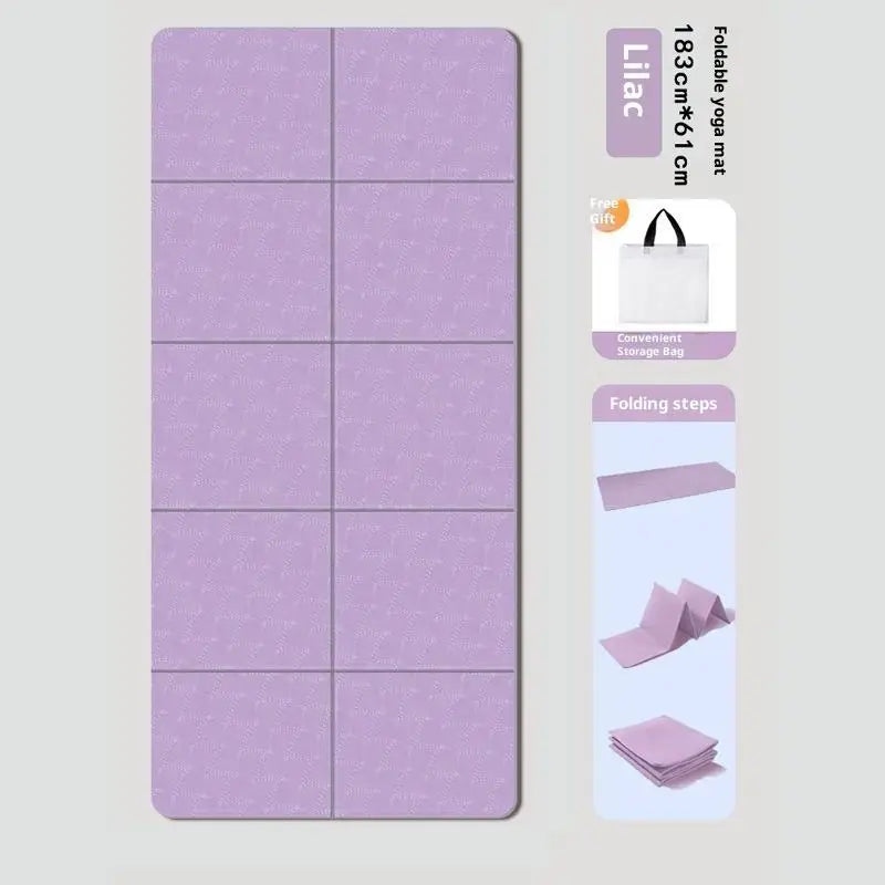 4mm Thick TPE Foldable Yoga Mat 183*61cm Easy Storage For Travel Yoga Pilates Home Exercise Floor Mat
