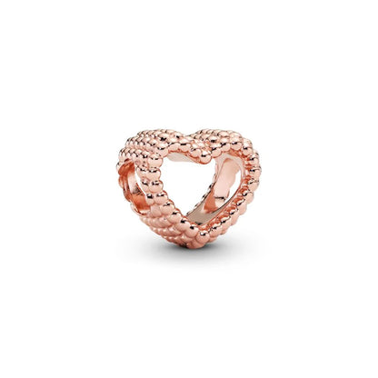 Rose Gold Plated Charms for Bracelet DIY Jewelry Making Heart Flower Strawberry Butterfly Paw Print CZ Pendant Beads Women Gift