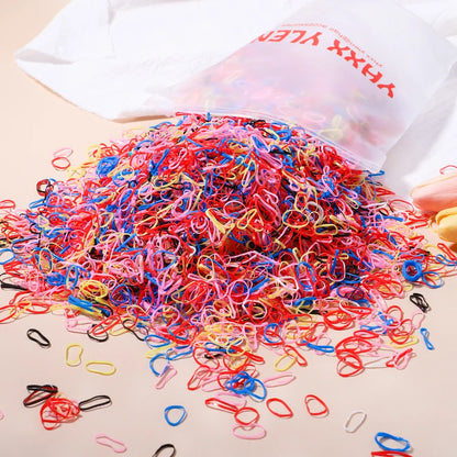 500/1000/2000 Stück bunte Einweg-Haargummis für Mädchen, Haarbänder, Haargummis, Haaraccessoires für Kinder