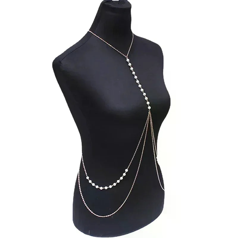 Jewelry: Sexy Babes, Imitation Pearl Body Chains, Sexy Bikini Beach Waist Chains