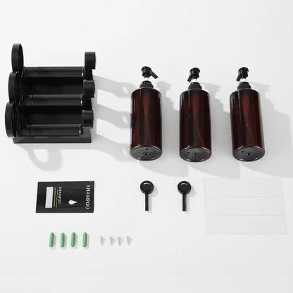 Soap Dispenser Set No Drill Wall Mounted 3 Chamber Shampoo Shower Gel Liquid Soap Dispenser for Bathroom Hotel Commercial Use