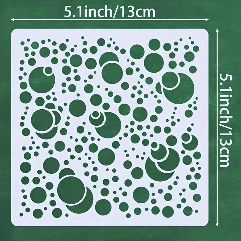 4PCS 5.1inch Circle Dot Pattern Stencil for DIY Painting on Wood Fabric Paper Wall Decor