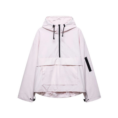 Fashion Casual Loose Hooded Jacket Women Solid Color Long Sleeve Windproof Breathable Zipper Jackets Coat Tops Female Streetwear