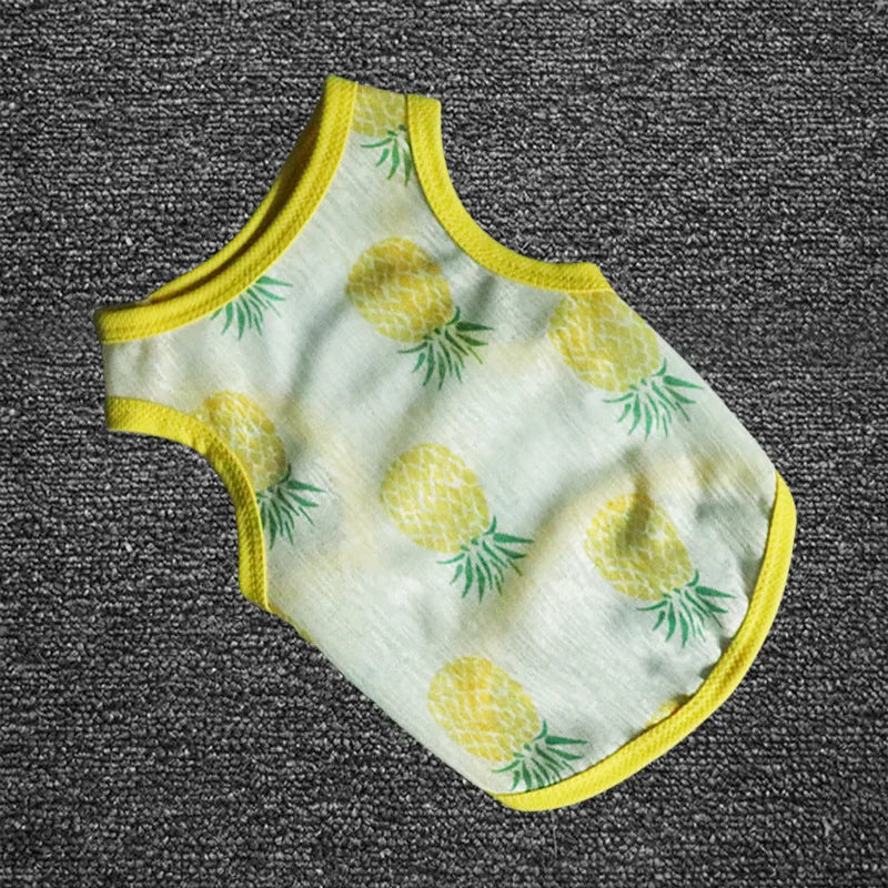 Cotton Pet Clothing Summer Sunscreen Vest Cool Breathable Dog Vest Cute Printed Puppy Dog T-shirt for Small and Medium Dogs Cats