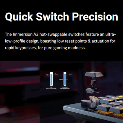 HEXGEARS A3 Mechanical Keyboard Kailh Switch Bluetooth/2.4G/Type-C Wired Connection 87 Key RGB Hot Swap Wireless Gaming Keyboard