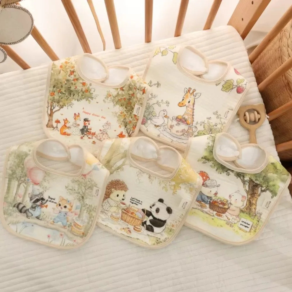 New Cotton Baby Bibs Adjustable Neck Baby Care Burp Clothes Washable Waterproof Eating Protector for Girls Boys