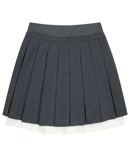 KUSAHIKI High Waisted Fake Two Pieces A-line Short Skirts Fashionable Korean Versatile Half Skirt Mujer Fadas