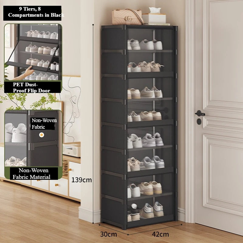Shoe Rack-Shoe Storage Cabinet Vertical Shoe Organizer for Closet Entryway Corner Bedroom-  Stackable DIY Narrow Shoe Shelv
