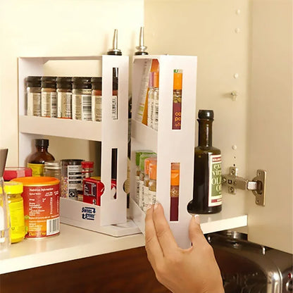 Rotating Double Storage Food Rack Spice Storage Shelf for Kitchen Bathroom Delicate
