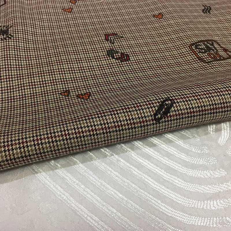 French Made Polyester Cotton Elastic Small Plaid Fabric Color Woven Fine Spun Clothing Material Printing Color Suiting Fabric
