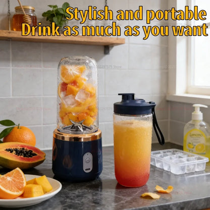 Portable Electric Blender 6 Blades Juice Smoothie Maker Ice Crusher Food Processor Personal for Fresh Drinks Juicer Machine
