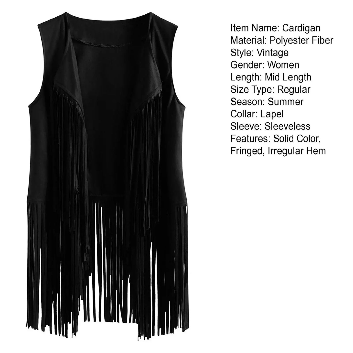 Fringe Vest Women Leather Suede Vest Tassels Vintage Western Country Cowgirl Vest Cardigan Waistcoat Jacket