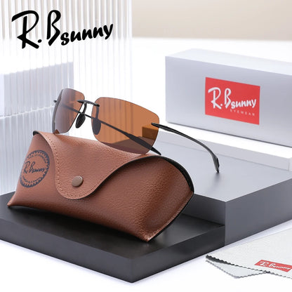 Men‘s Classic Rimless Sunglasses Women Male Outdoor Driving Sports Golf Rectangle Ultralight Frame Glasses UV400 Eyewear