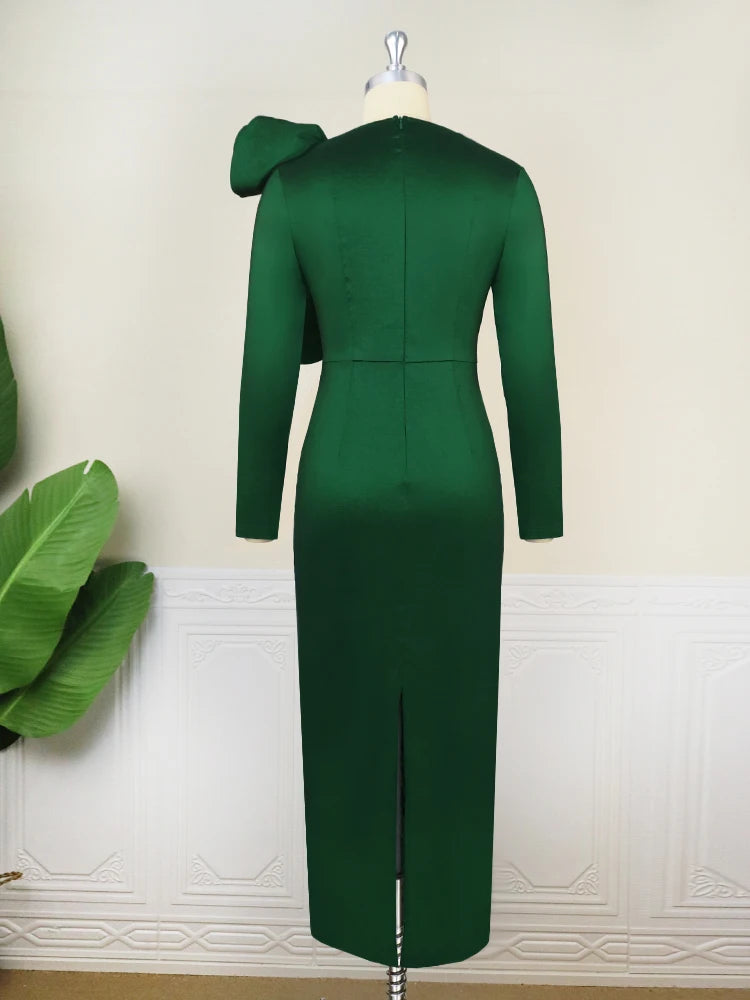 Green Party Dress Long Sleeve Ruffles High Waist Package Hip Bodycon Women Evening Event Christmas Gowns Outfits Large Size 4XL