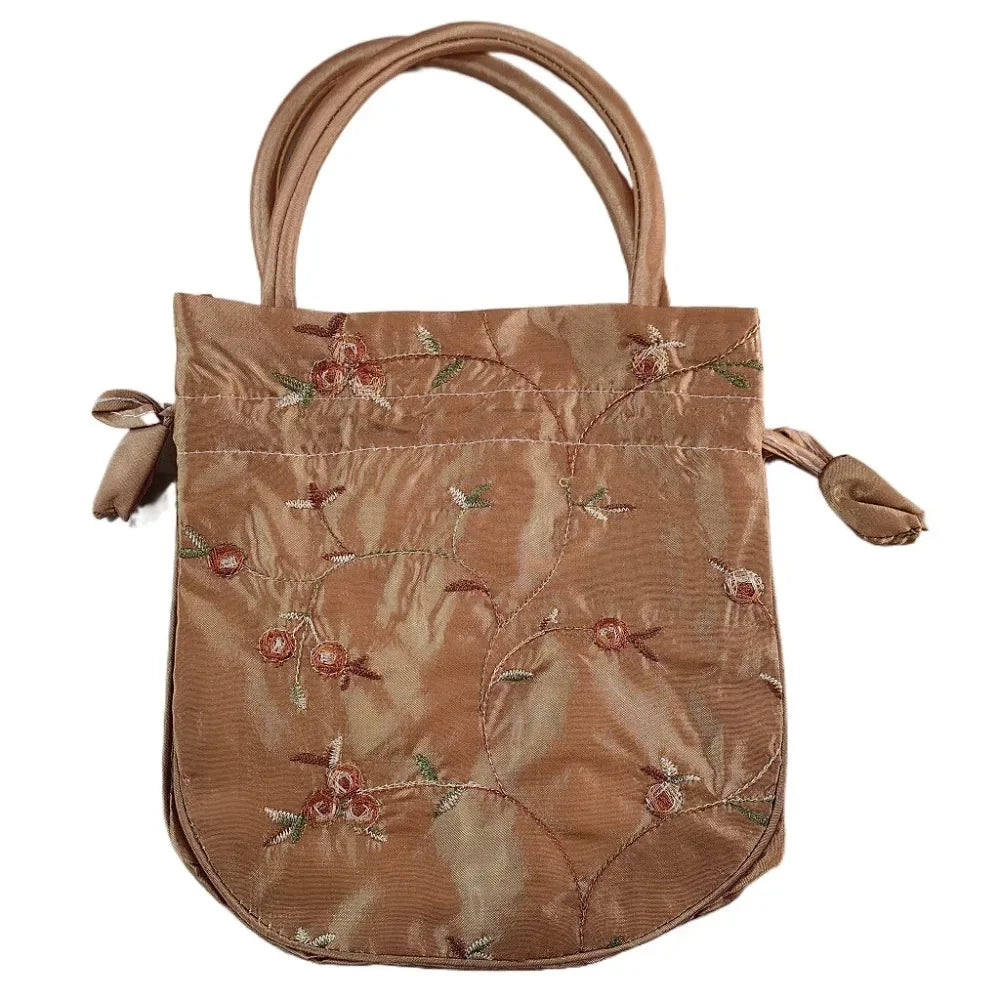 Retro Embroidery Silk Drawstring Handbags Women Purse Wallets Jewerly Packing Storage Bucket Bag Hanfu Accessories