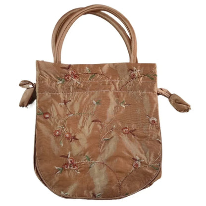 Retro Embroidery Silk Drawstring Handbags Women Purse Wallets Jewerly Packing Storage Bucket Bag Hanfu Accessories