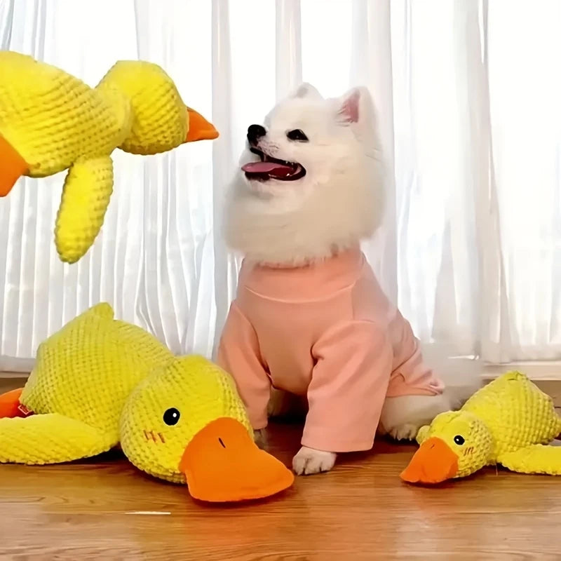 Dog toys, yellow ducks, pet plush toys, self fun, bite resistant, grinding teeth, sound making toys, small and medium-sized dog
