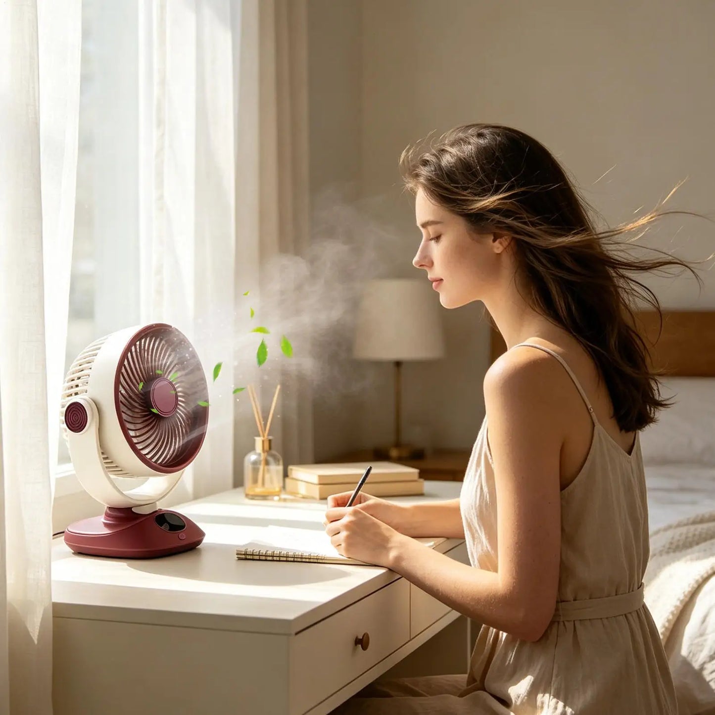 Portable Small Oscillating Fan 3 Speeds Rechargeable Battery Powered for Bedroom Living Room Kitchen Study Travel RV Camping