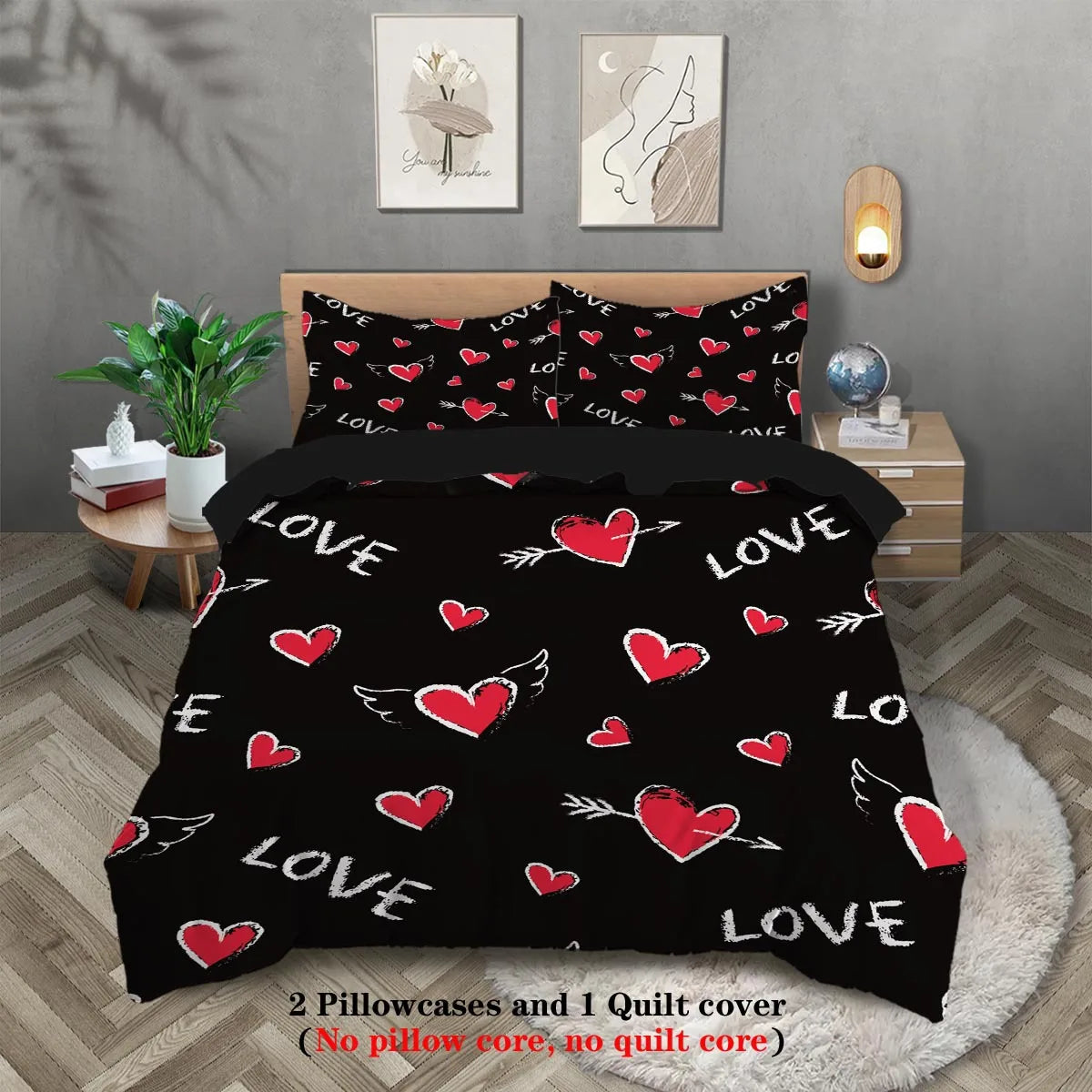 Luxury 3PC Comforter Bedding Set - Soft Microfiber Bedspread Cover with Duvet Cover Pillowcases Bed Sheet Sets for Double/King