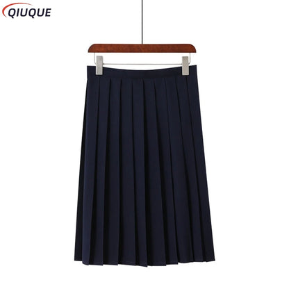 Black / Dark Blue Women Pleated Skirts Short Long Girl Women Summer High Waist Japanese JK Skirts Fashion Student Uniform Skirt