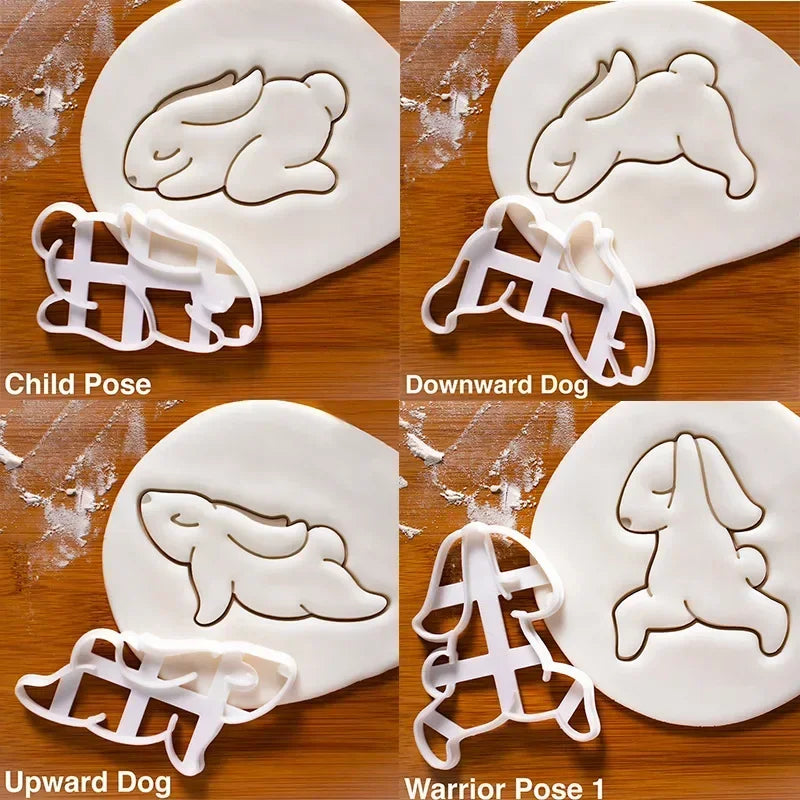 Easter Cookie Cutters Cute Yoga Rabbit Egg Plastic Cookie Embossed Molds DIY Baking Cakes Decorations Tools Kitchen Accessories