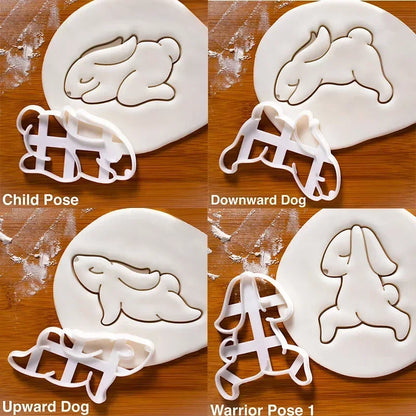 Easter Cookie Cutters Cute Yoga Rabbit Egg Plastic Cookie Embossed Molds DIY Baking Cakes Decorations Tools Kitchen Accessories