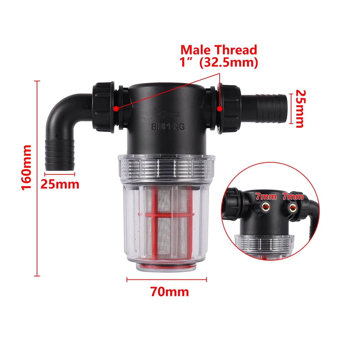 Transparent 50 Mesh Fine filtration Water Filter with 20mm, 25mm Barbed Agriculture Tools Garden Irrigation Filter