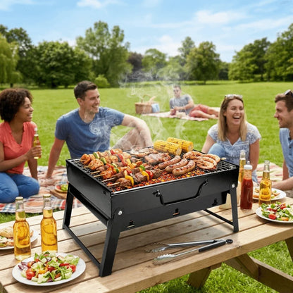 Portable Thickened BBQ Stove Small Easy to Carry Camping Folding Carbon Grill Space-saving Durable Outdoor Barbecue Grill Beach