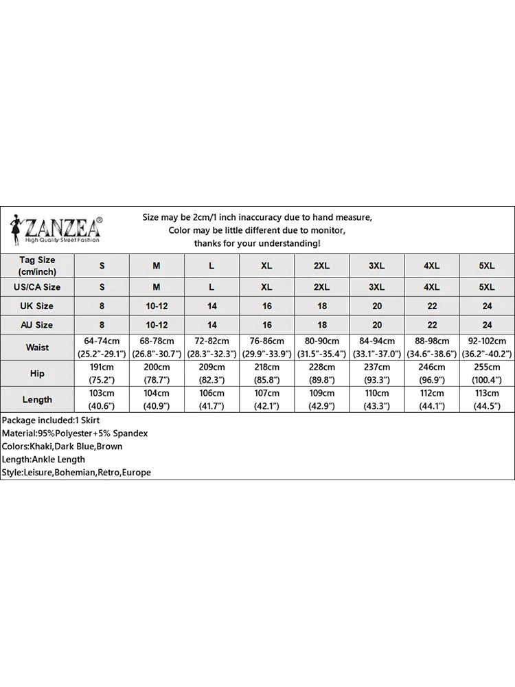 ZANZEA High Waist Streetwear Maxi Skirts Ruffled Autumn 2025 Women Solid A-line Faldas Korean Fashion Casual Loose Long Jupes