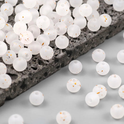 Frosted Round Dot Gold Acrylic Crystal Beads Glass Spacer Loose Beads 8mm For Jewelry Making Bracelet DIY Pen Beads Accessories