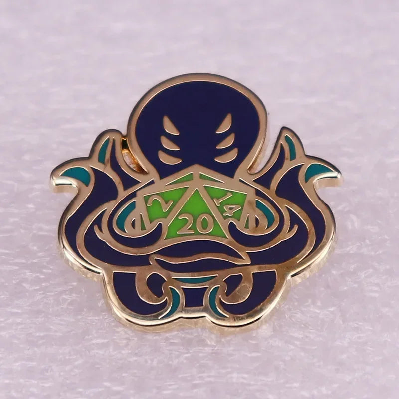 RPG Dice Game D&D Enamel Pins Dungeons Brooch Fashion Personality Lapel Badge Hoodie Decorative Accessories Fans Gift