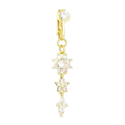 Clip On Belly Button Ring Butterfly Copper Zircon Pink Fake Belly Piercing Umbilical Navel Body Jewelry Trendy Fashion Style