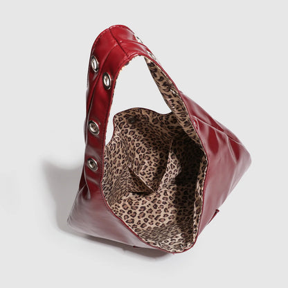 Double-Sided Shoulder Bag Cool and Sweet Leopard Print Commuter Tote Bag Women's Versatile Large Bag Retro Chic Handbag Bolsos